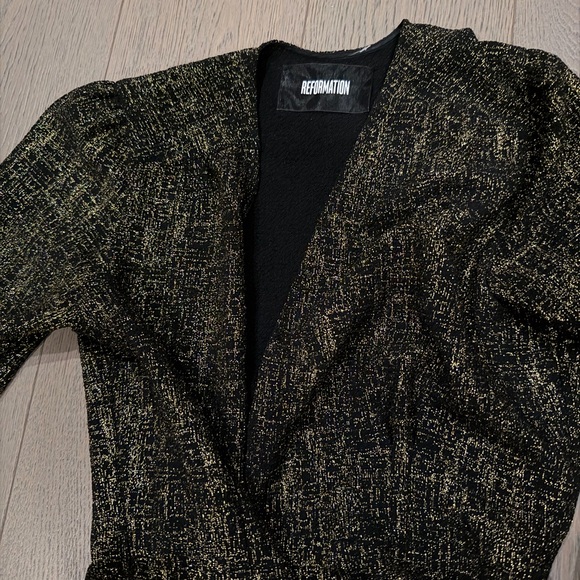 Reformation Gold & Black Wrap Mini Dress - Picture 6 of 8